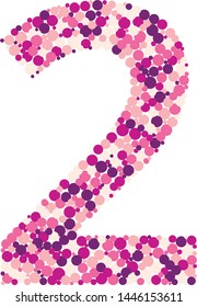 Digit 2 color distributed circles dots illustration