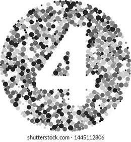 Digit 3 color distributed circles dots illustration