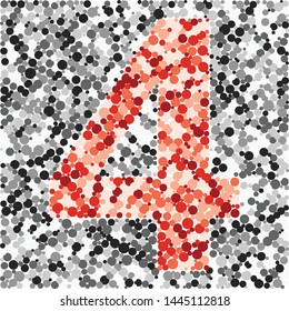Digit 3 color distributed circles dots illustration