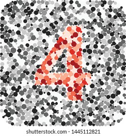 Digit 3 color distributed circles dots illustration