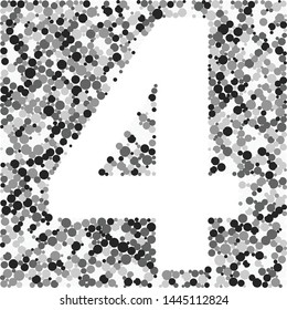 Digit 3 color distributed circles dots illustration