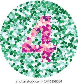 Digit 4 color distributed circles dots illustration