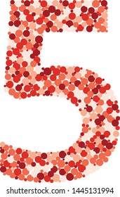 Digit 5 color distributed circles dots illustration