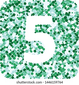 Digit 5 color distributed circles dots illustration