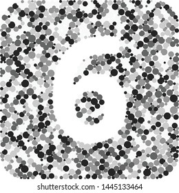 Digit 6 color distributed circles dots illustration