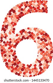 Digit 6 color distributed circles dots illustration