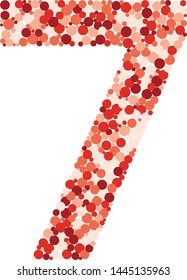 Digit 7 color distributed circles dots illustration
