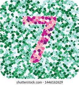 Digit 7 color distributed circles dots illustration