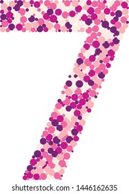 Digit 7 color distributed circles dots illustration