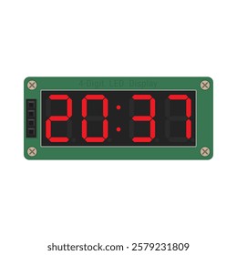 Digit 7 segment LED display. Circuit board illustration for educational materials, and industrial applications