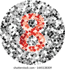 Digit 8 color distributed circles dots illustration