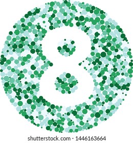 Digit 8 color distributed circles dots illustration
