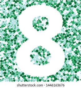 Digit 8 color distributed circles dots illustration