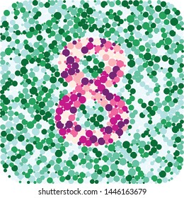 Digit 8 color distributed circles dots illustration