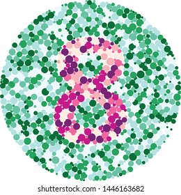 Digit 8 color distributed circles dots illustration