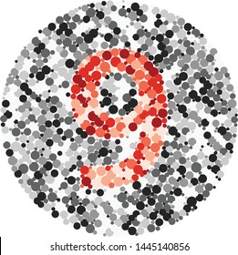 Digit 9 color distributed circles dots illustration
