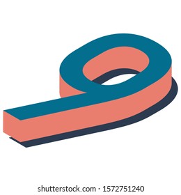Digit 9 in isometric view. Blue-orange colors.