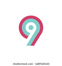 Digit 9 logo icon vector template. 