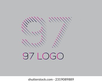 Digit 97 is written with colorful digital lines. Abstract digit 97 logo design template. Logo type vector design.l and Horizontal Lines