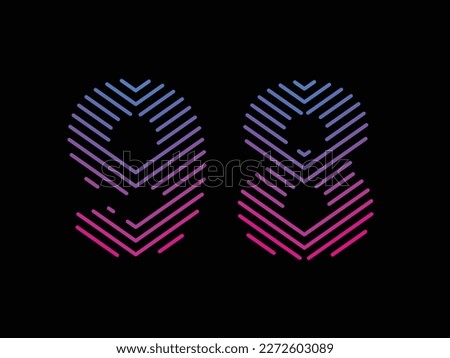 Digit 98 is written with colorful digital lines. Abstract digit 98 logo design template. Logo type vector design