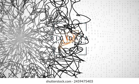 Digit Background. Innovation concept for intelligent learning. Design of a network with a cyber backdrop. Visualization of particles with financial value. Technology Background.