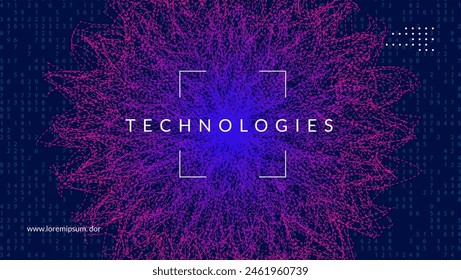 Fondo de dígitos. Investigación en Ciencia: aprendizaje e innovación. Cubierta de puntos con un fondo de velocidad. Energía de la información en patrones analíticos. Innovar el fondo.