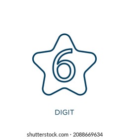 icono de dígito. Icono de contorno de dígito lineal delgado aislado en fondo blanco. Signo de dígito vectorial de línea, símbolo para web y móvil