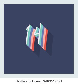 Digit or number 14, 3D  shadow Digit, Typography minimal design.