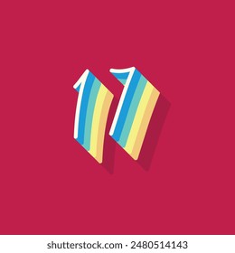 Dígito o número 17, sombra 3D Dígito, tipografía diseño mínimo.
