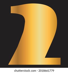 digit number 2 in golden gradient vector