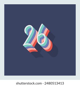 Digit or number 27, 3D  shadow Digit, Typography minimal design.