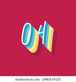 Digit or number 4, 3D  shadow Digit, Typography minimal design.
