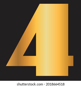 digit number 4 in golden gradient vector