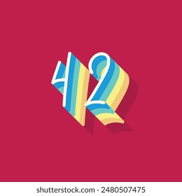 Ziffer oder Zahl 42, 3D-Schattenziffer, Typografie minimales Design.