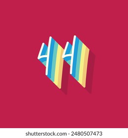 Digit or number 44, 3D  shadow Digit, Typography minimal design.