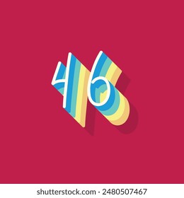 Digit or number 46, 3D  shadow Digit, Typography minimal design.