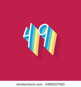 Dígito o número 49, sombra 3D Dígito, tipografía diseño mínimo.