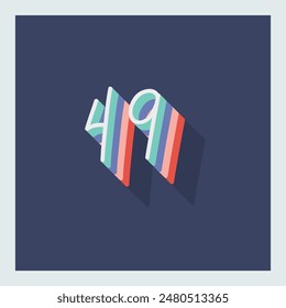 Digit or number 49, 3D  shadow Digit, Typography minimal design.
