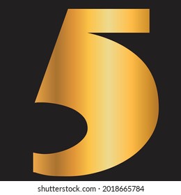 número de dígito 5 en vector de gradiente dorado