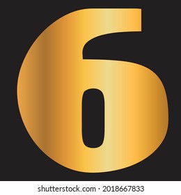 digit number 6 in golden gradient vector