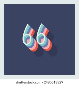 Digit or number 66, 3D  shadow Digit, Typography minimal design.