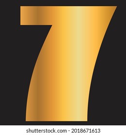digit number 7 in golden gradient vector