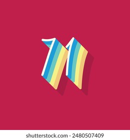 Dígito o número 71, sombra 3D Dígito, tipografía diseño mínimo.