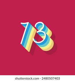 Digit or number 73, 3D  shadow Digit, Typography minimal design.