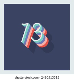 Dígito o número 73, sombra 3D Dígito, tipografía diseño mínimo.