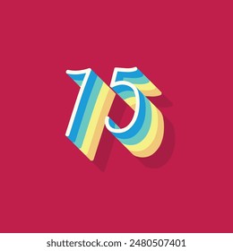 Dígito o número 75, sombra 3D Dígito, tipografía diseño mínimo.