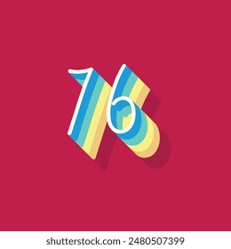 Dígito o número 76, sombra 3D Dígito, tipografía diseño mínimo.