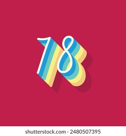 Dígito o número 78, sombra 3D Dígito, tipografía diseño mínimo.