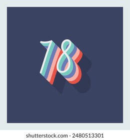 Dígito o número 78, sombra 3D Dígito, tipografía diseño mínimo.
