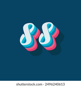 Digit or number 88, 3D  shadow Digit, Typography minimal design.